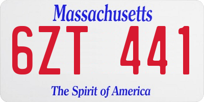 MA license plate 6ZT441