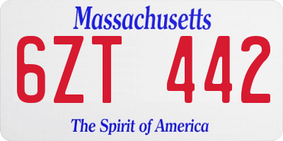 MA license plate 6ZT442
