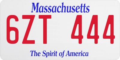 MA license plate 6ZT444
