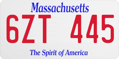 MA license plate 6ZT445
