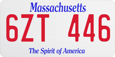 MA license plate 6ZT446