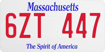 MA license plate 6ZT447