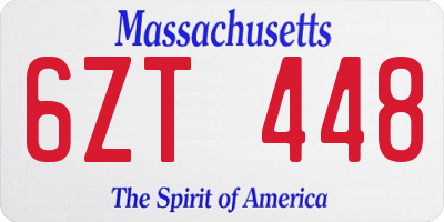 MA license plate 6ZT448