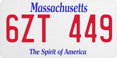 MA license plate 6ZT449