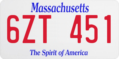 MA license plate 6ZT451