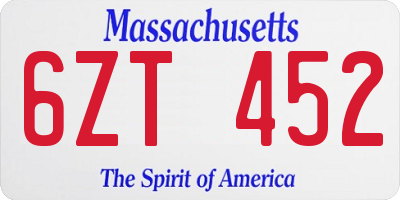 MA license plate 6ZT452