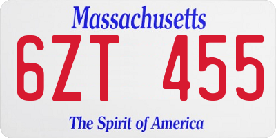 MA license plate 6ZT455