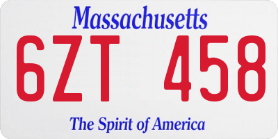 MA license plate 6ZT458