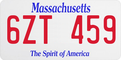 MA license plate 6ZT459