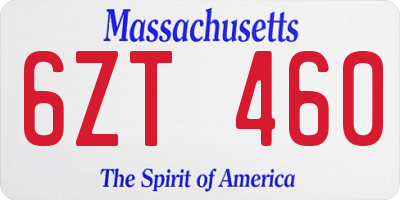 MA license plate 6ZT460