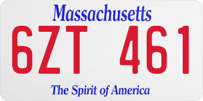 MA license plate 6ZT461