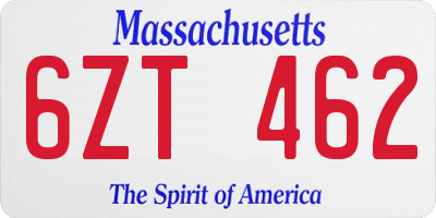 MA license plate 6ZT462