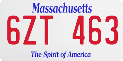 MA license plate 6ZT463