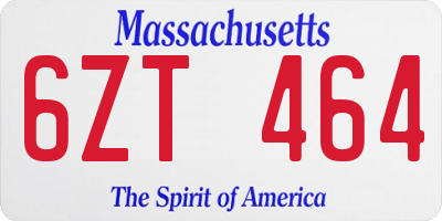 MA license plate 6ZT464