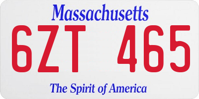 MA license plate 6ZT465