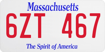 MA license plate 6ZT467