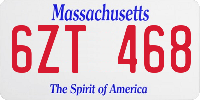 MA license plate 6ZT468