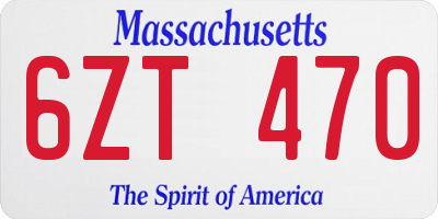 MA license plate 6ZT470