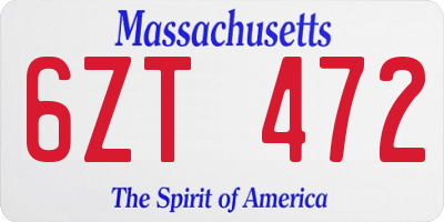 MA license plate 6ZT472