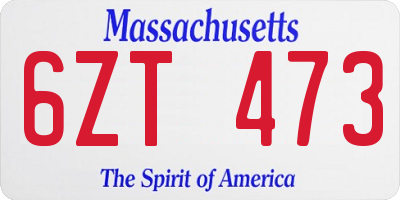 MA license plate 6ZT473