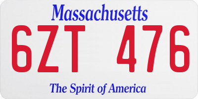 MA license plate 6ZT476