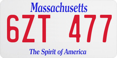MA license plate 6ZT477