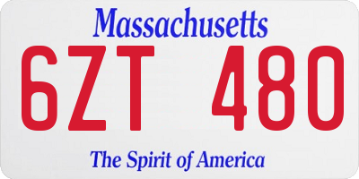 MA license plate 6ZT480
