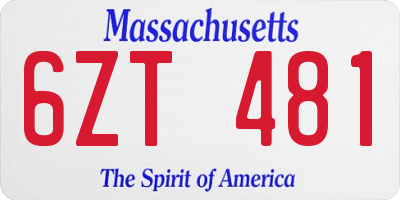 MA license plate 6ZT481