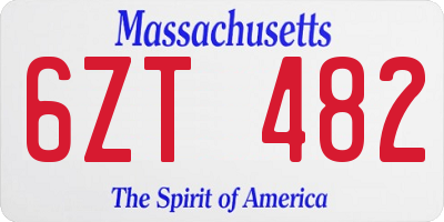 MA license plate 6ZT482