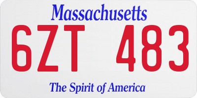 MA license plate 6ZT483