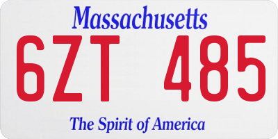 MA license plate 6ZT485