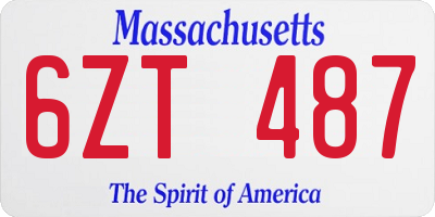 MA license plate 6ZT487