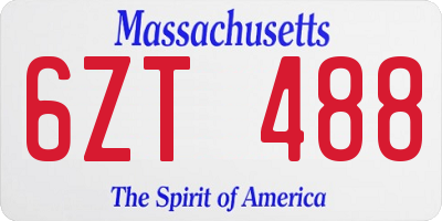 MA license plate 6ZT488