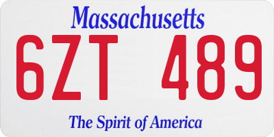 MA license plate 6ZT489