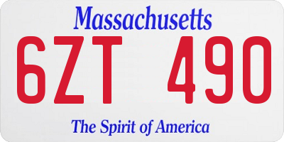 MA license plate 6ZT490