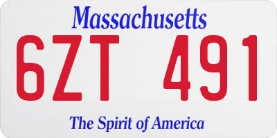 MA license plate 6ZT491