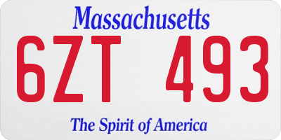 MA license plate 6ZT493