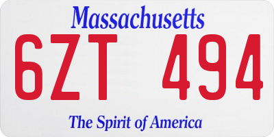 MA license plate 6ZT494