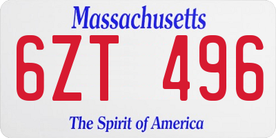 MA license plate 6ZT496