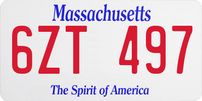 MA license plate 6ZT497