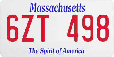 MA license plate 6ZT498