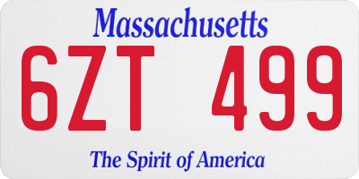 MA license plate 6ZT499