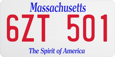 MA license plate 6ZT501