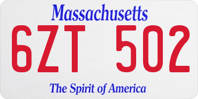 MA license plate 6ZT502