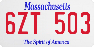MA license plate 6ZT503