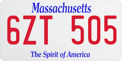 MA license plate 6ZT505