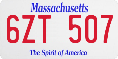 MA license plate 6ZT507