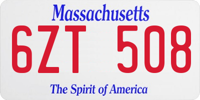 MA license plate 6ZT508