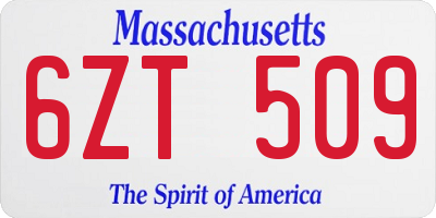 MA license plate 6ZT509
