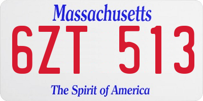 MA license plate 6ZT513